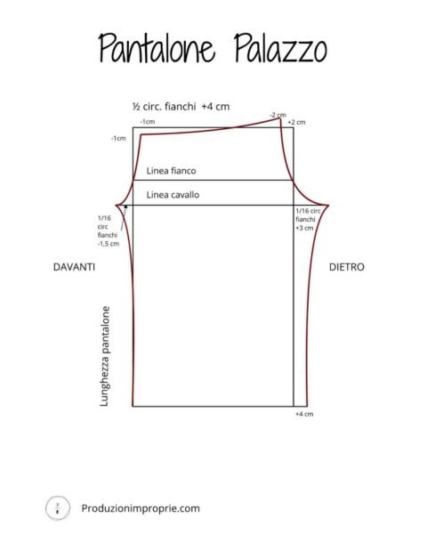 Ti ho fatto un regalino Schema del cartamodello pantaloni palazzo