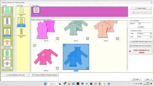 Il software per cartamodelli: recensione di Titticad L1 e L2 Scelta dei modelli nel software per cartamodelli Titticad