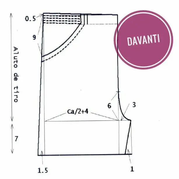 Schema del dietro dei pantaloncini bambino